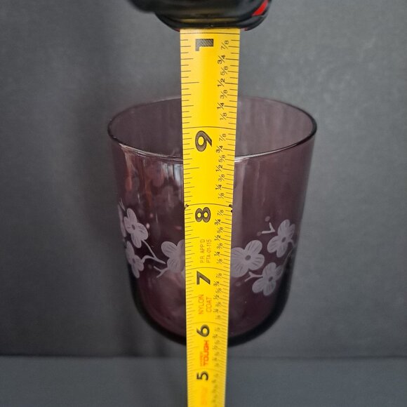 Artland Amethyst Cherry Blossom Wine Glass 8 5/8" Etched Purple Goblet Elegant - Picture 12 of 15